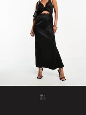 Never Fully Dressed Black Satin Maxi Skirt